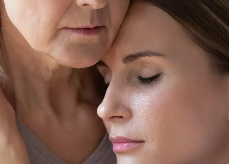 a woman holding her arm around another woman's shoulder